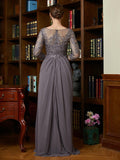 Nydia A-Line/Princess Chiffon Lace Scoop 3/4 Sleeves Floor-Length Mother of the Bride Dresses SJSP0020341