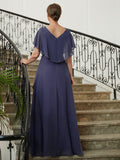 Sarah A-Line/Princess Chiffon Beading V-neck Short Sleeves Asymmetrical Mother of the Bride Dresses SJSP0020312