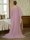 Amara Sheath/Column Chiffon Ruffles Scoop Long Sleeves Sweep/Brush Train Mother of the Bride Dresses SJSP0020360