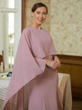 Amara Sheath/Column Chiffon Ruffles Scoop Long Sleeves Sweep/Brush Train Mother of the Bride Dresses SJSP0020360