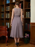 Erin A-Line/Princess Chiffon Lace Scoop Sleeveless Tea-Length Mother of the Bride Dresses SJSP0020366