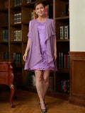 Kaitlin Sheath/Column Lace V-neck 1/2 Sleeves Short/Mini Mother of the Bride Dresses SJSP0020367