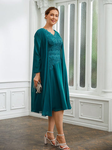 Julianne A-Line/Princess Chiffon Ruched V-neck Short Sleeves Knee-Length Mother of the Bride Dresses SJSP0020268