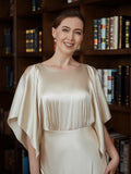 Samantha A-Line/Princess Silk like Satin Ruched Scoop 1/2 Sleeves Ankle-Length Mother of the Bride Dresses SJSP0020243