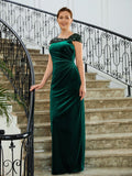 Poll Sheath/Column Velvet Ruched V-neck Sleeveless Floor-Length Mother of the Bride Dresses SJSP0020245