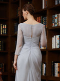 Mabel Sheath/Column 30D Chiffon Beading V-neck 3/4 Sleeves Floor-Length Mother of the Bride Dresses SJSP0020247