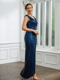 Valerie Sheath/Column Ruched V-neck Sleeveless Floor-Length Mother of the Bride Dresses SJSP0020240