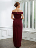 Lilyana Sheath/Column Stretch Crepe Ruched Off-the-Shoulder Sleeveless Floor-Length Mother of the Bride Dresses SJSP0020245