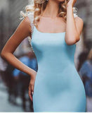 Elegant Amazing Beading Satin Scoop Mermaid Blue Backless Sleeveless Long Prom Dresses JS225