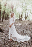 Wedding Dress Front Slit Ivory Lace Bridal Dress