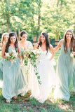 V Neck Long Gown Chiffon Classic Bridesmaid Dresses