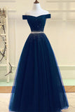 A Line Burgundy Off the Shoulder Lace up Tulle Sweetheart Long Prom Dresses JS141