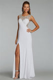 Heavily Beaded Bodice Scoop A Line Prom Dresses Chiffon