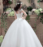 Ball Gown Tulle Sweetheart Open Back Lace up Lace Appliques Sequins Ivory Wedding Dress JS199