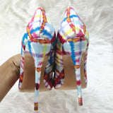 High Heels with Colorful Patterns Fashion Evening Party Shoes