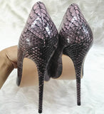 High-heels with Purple Snakeskin Pattern Fashion Women Party Shoes