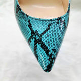 High-heels with Blue Snakeskin Pattern Fashion Women Party Shoes