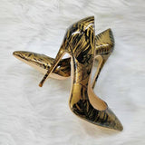 High-heels with gold and black Patterns Fashion Women Party Shoes