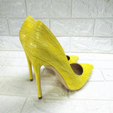 High-heels with Yellow Pattern Fashion Women Party Shoes