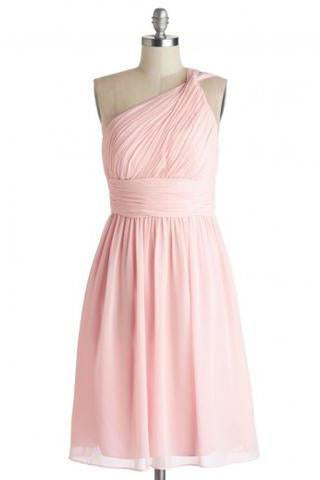 Buy Simple Dress A-line One-shoulder Pink Chiffon Bridesmaid Dresses ...