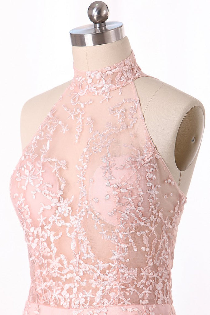 Gorgeous High Neck Lace Prom Dresses Floor-Length Online – jolilis