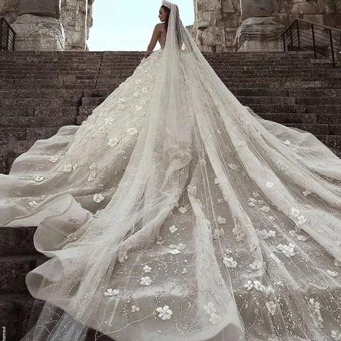 Buy Stunning Long Sleeve Ball Gown 3D Flowers Wedding Dresses, Long ...