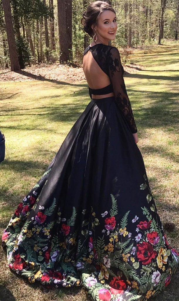 Buy MonaliaWomen's 2 Pieces Prom Dresses Long Sleeves Lace Pattern Party  Gown (Black-Long Sleeves, US 6) Online at desertcartINDIA
