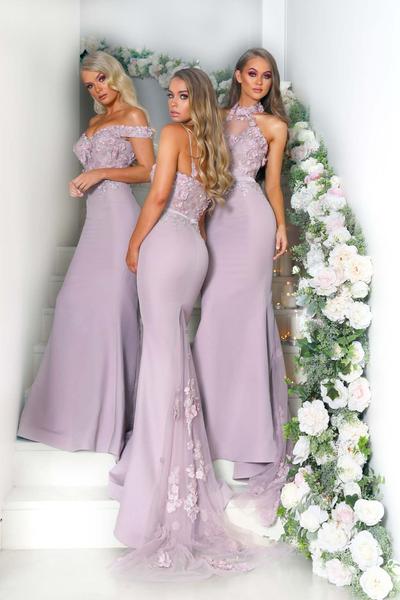 purple lace bridesmaid dresses