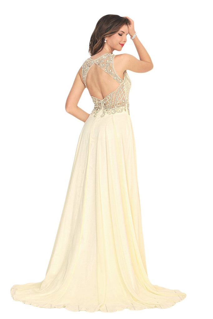 Sexy Open Back Prom Dresses Scoop Chiffon With Beading A Line Online ...