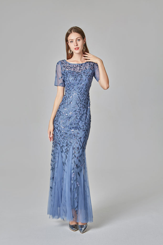 Buy Elegant Mermaid Burgundy Tulle Prom Dresses Round Neck Long Evening ...