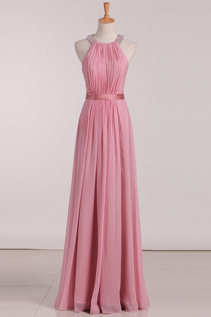 Open Back Bridesmaid Dresses A Line Scoop With Ruffles And Beads Online ...
