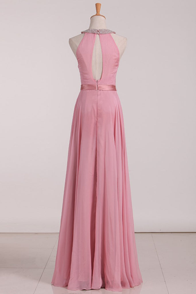 Open Back Bridesmaid Dresses A Line Scoop With Ruffles And Beads Online ...
